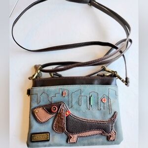 CHALA Weiner Dog Mini Indigo Crossbody Purse Dachshund Puppy Doxie Faux Leather
